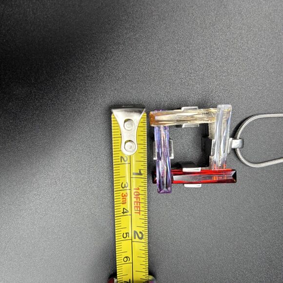 Estate 925 Sterling Multicolor Geometric Bars Cubic Zirconia Pendant Necklace - Picture 9 of 11